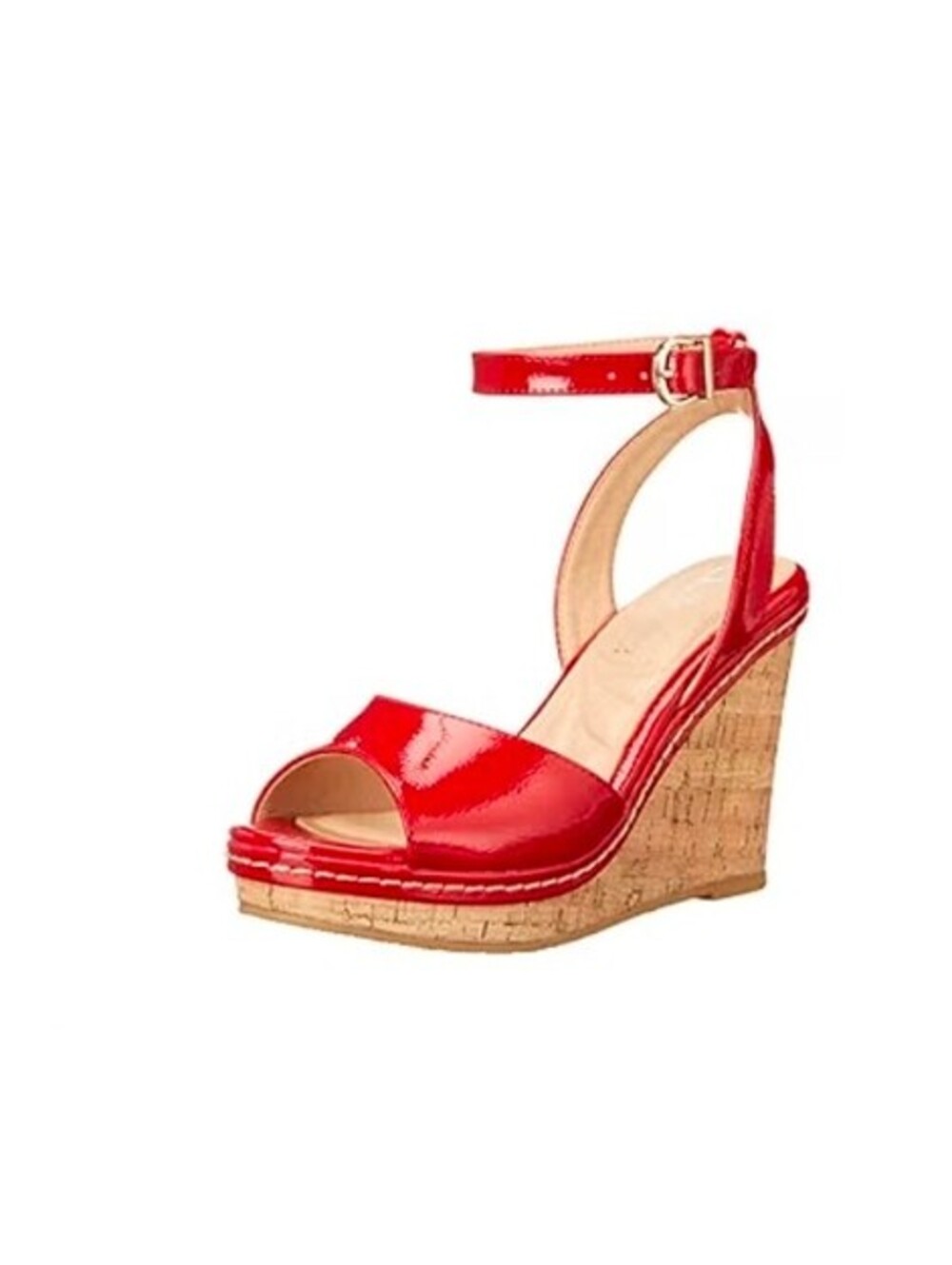CL by Chinese Laundry Red Patent Leather Ankle Strap Wedge Sandals sz 8.5 NEW